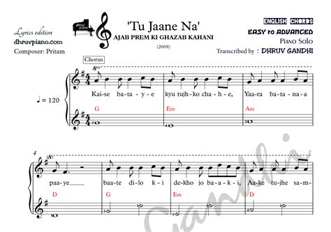 tu jaane na chords|tu jaane na piano chords.